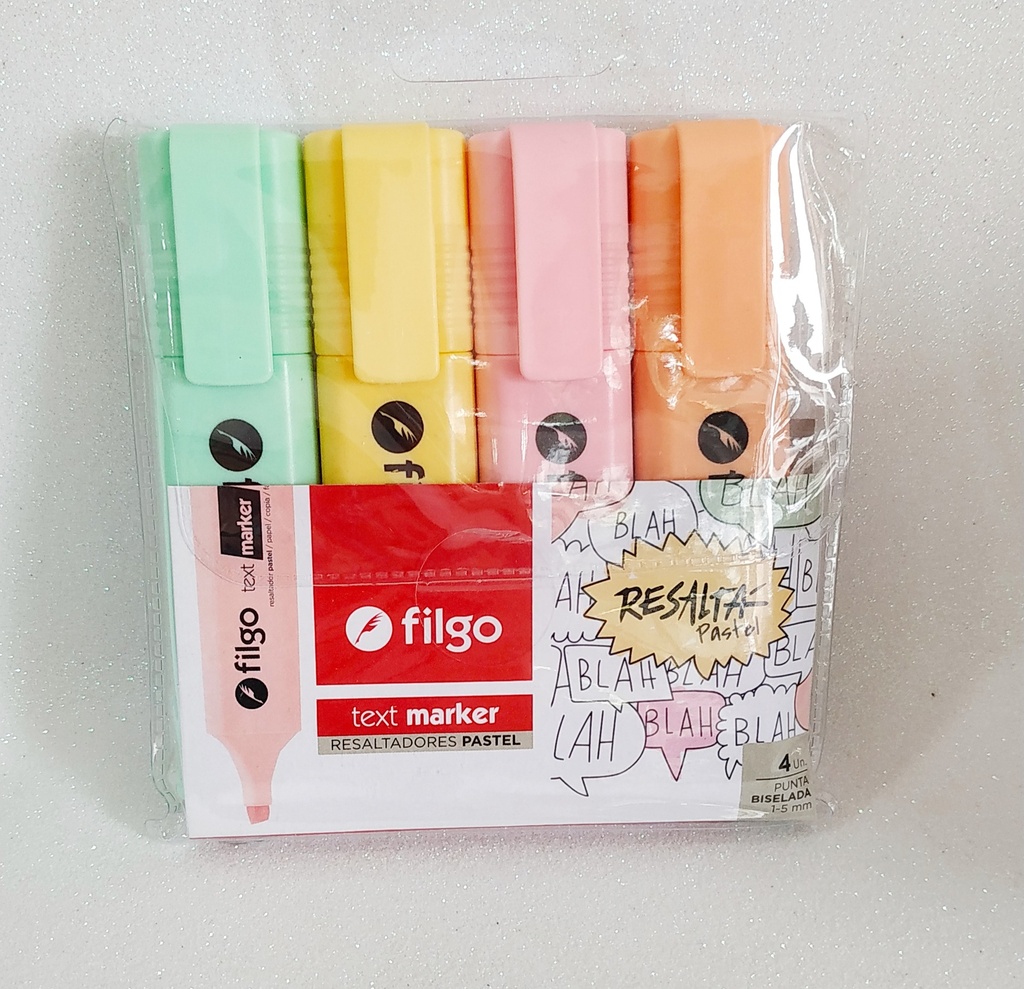 RESALTADOR FILGO  TEXTLINER PASTEL X4 COLORES (L35370)
