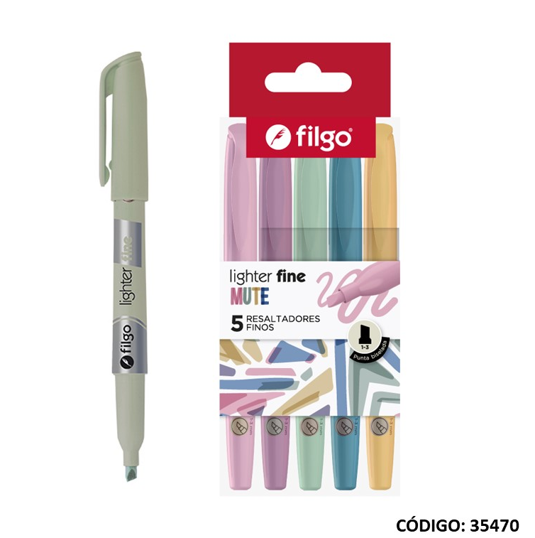 RESALTADOR FILGO FINO MUTE X5 COLORES (L35470)