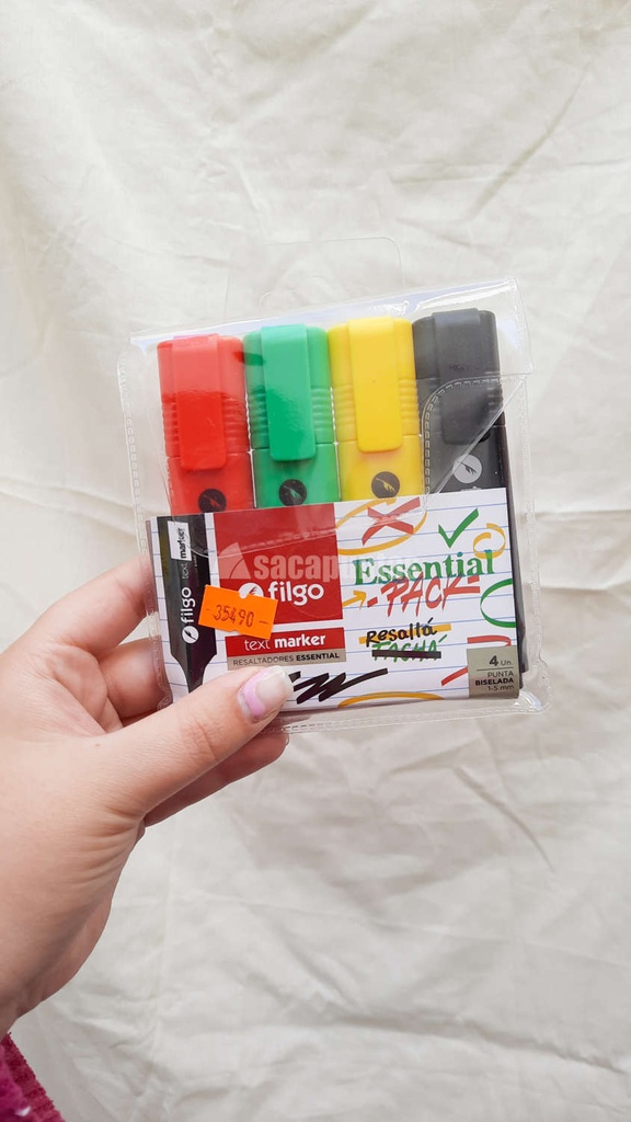 RESALTADOR FILGO TEXT MARKER X4 COLORES ESSENTIAL (L34007)