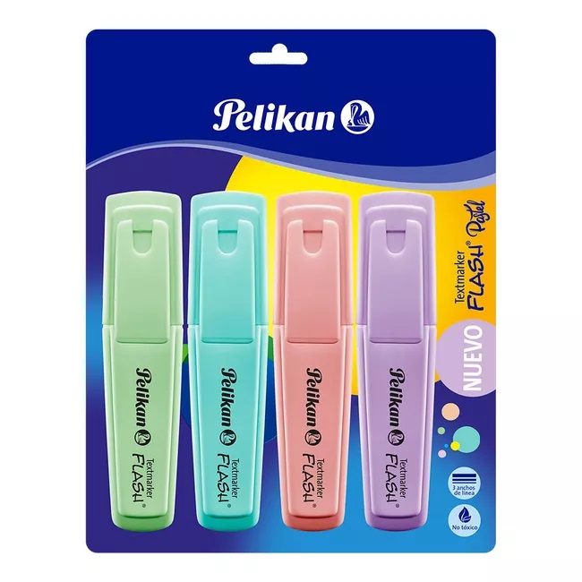 RESALTADOR PELIKAN FLASH PASTEL X4 COLORES (L29440)