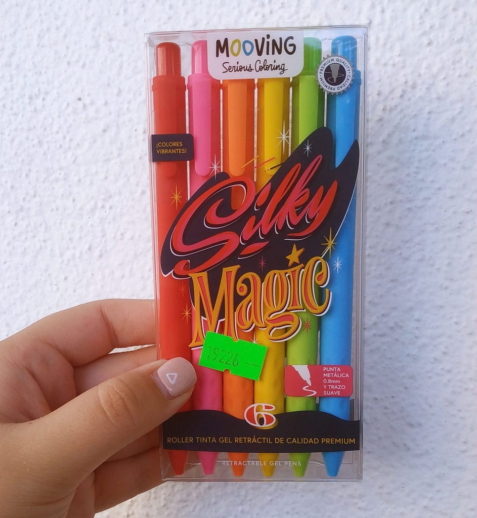 LAPICERA ROLLER GEL RETRACTIL MOOVING COLORING SILKY X6 (L19226)