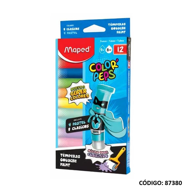 TEMPERA MAPED 15ml x8 COLORES + 4 PASTEL (L87380)