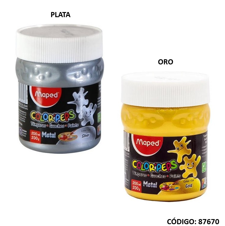 TEMPERA MAPED x200 ORO/PLATA (L87670)