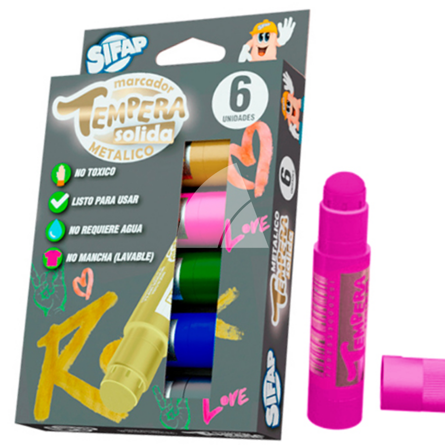 TEMPERA SOLIDA SIFAP METAL X6 COLORES (L117290)