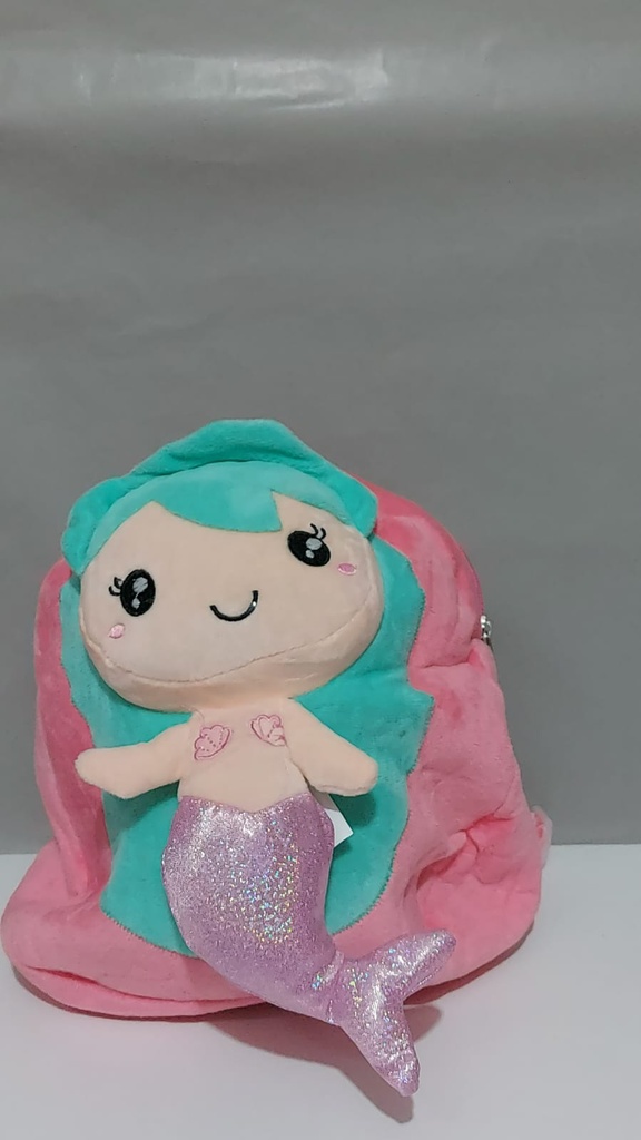 MOCHILA 12&quot; SIRENITA JARDIN PELUCHE ESPALDA(L22195)