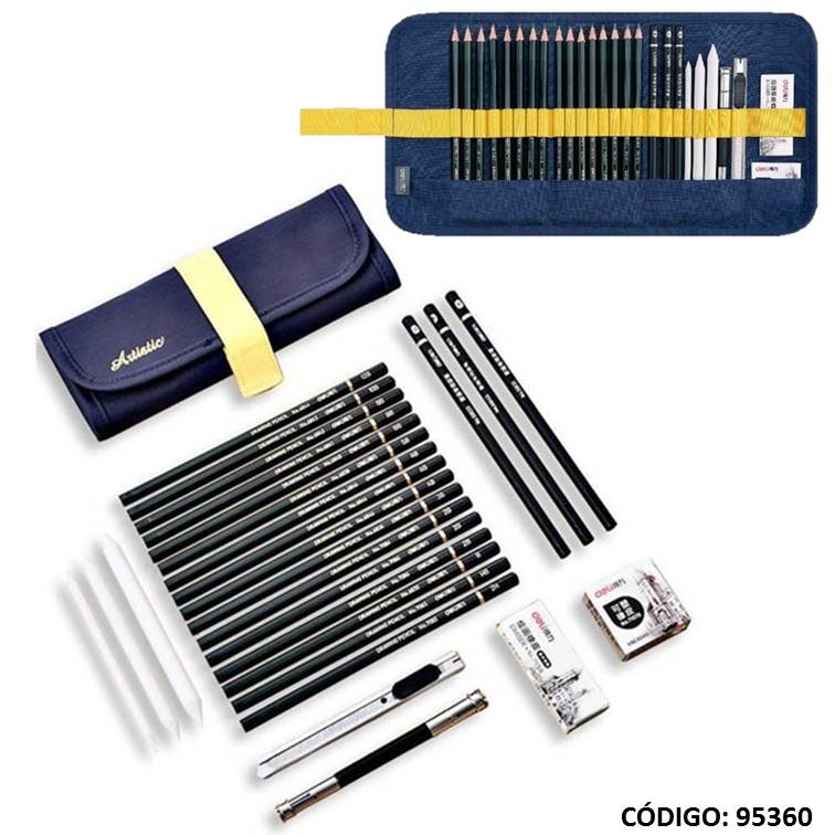 SET DE DIBUJO DELI 26 PIEZAS + ESTUCHE (L95360)