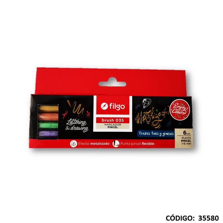FIBRA FILGO PINCEL METAL X6 COLORES (L35580)