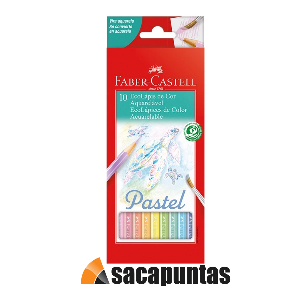 LAPICES DE COLOR FABER CASTELL ECOLAPIZ ACUARELABLE x 10 PASTELES (L134274)