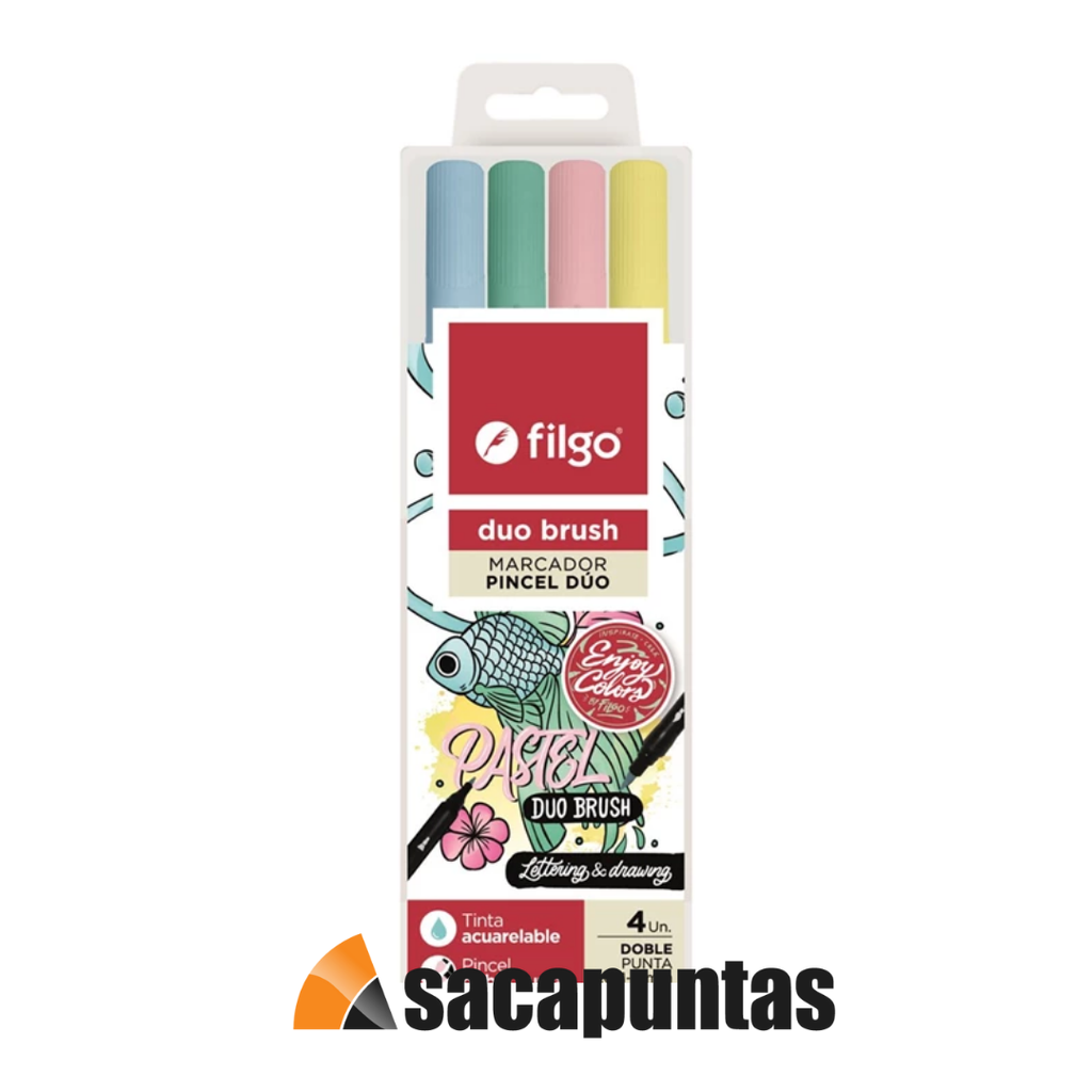 MARCADOR FILGO DUO BRUSH DOBLE PUNTA X4 PASTEL (L341900)