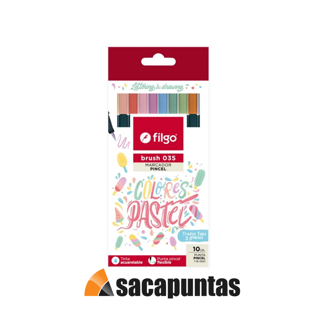 MARCADOR FILGO BRUSH 035 PASTEL X10 COLORES (L34176)