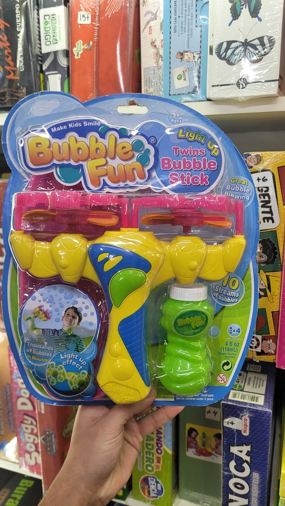 BURBUJERO WABRO BUBBLE FUN TWIN STICK CON LUZ (J22309)
