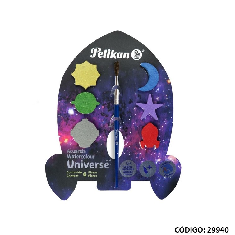 ACUARELA PELIKAN UNIVERSE x 6 COLORES (L29940)