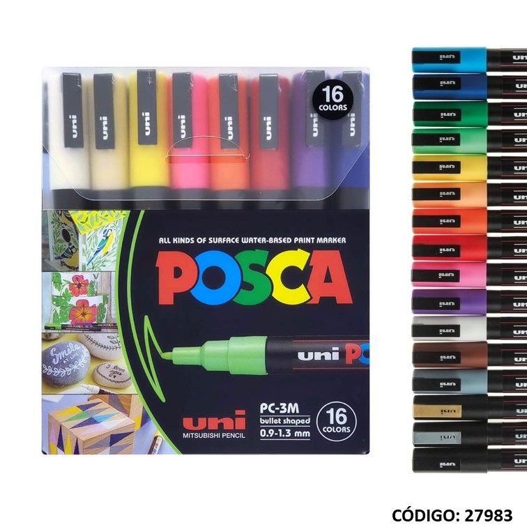 MARCADOR UNI-POSCA PC-5M PUNTA 2.5mm. X16 COLORES (L27983)