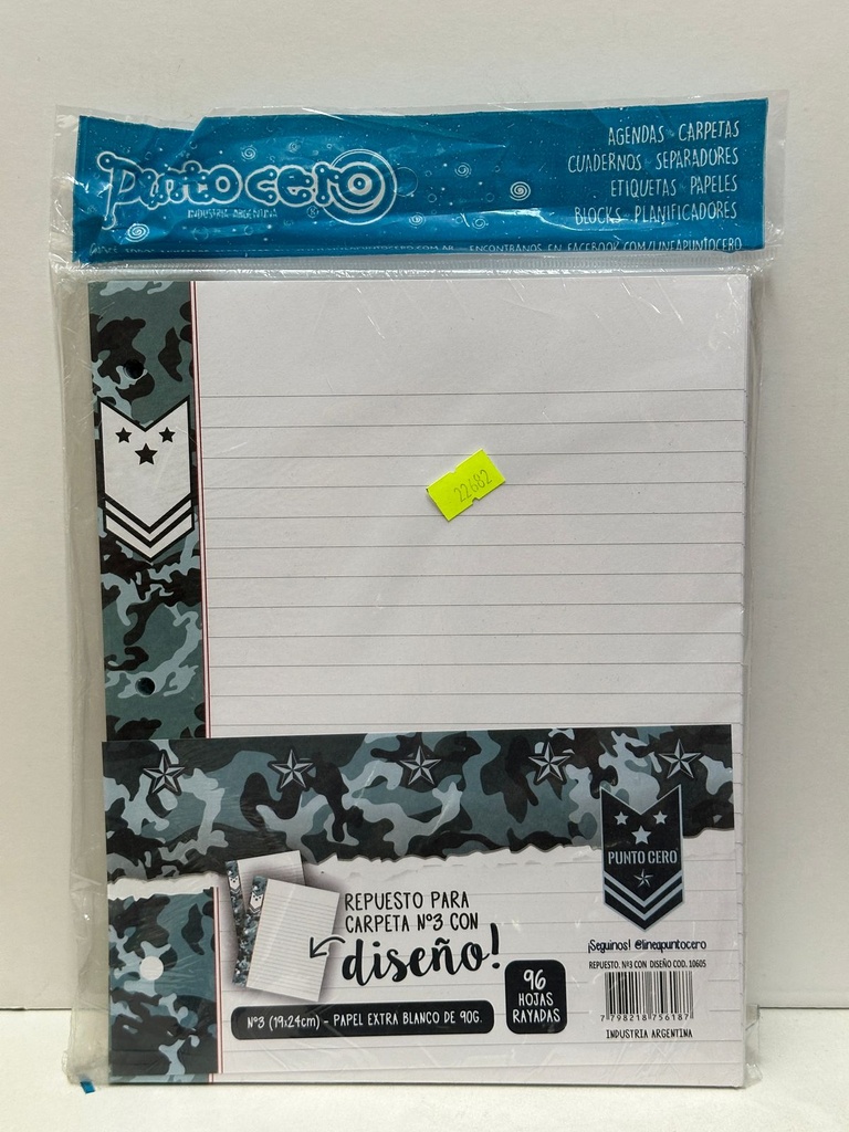 REPUESTO N3 PUNTO CERO x 96 hjs. (L22682)