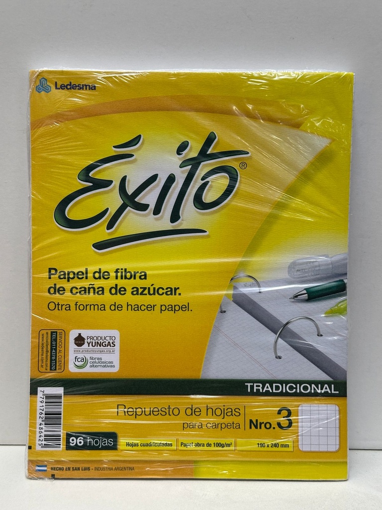 REPUESTO N3 EXITO ECOLOGICO CUADRICULADO x 96hjs.(L49700)