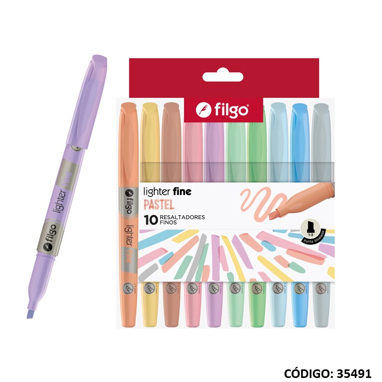 RESALTADOR FILGO FINO PASTEL x10 (L35491)