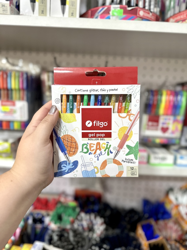 LAPICERA ROLLER GEL FILGO POP 0.8 BEACH X12 COLORES (L34517)