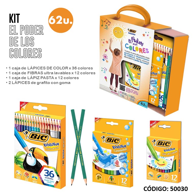 SET DE BIC COLORES X62 PIEZAS (L500300)