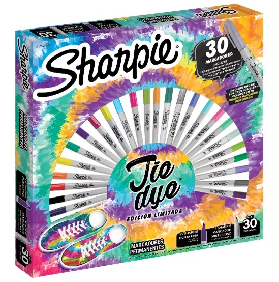 MARCADOR SHARPIE TIE DYE PUNTA FINA RULETA X30 COLORES (L165455)