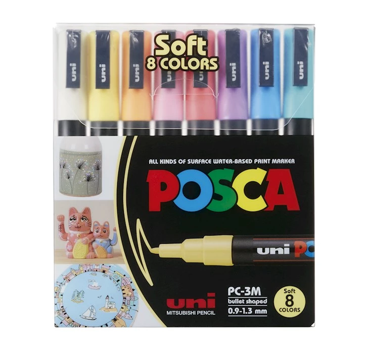 MARCADOR POSCA 3M 1.5mm. PUNTA CONICA X8 COLORES PASTELES (L298711)