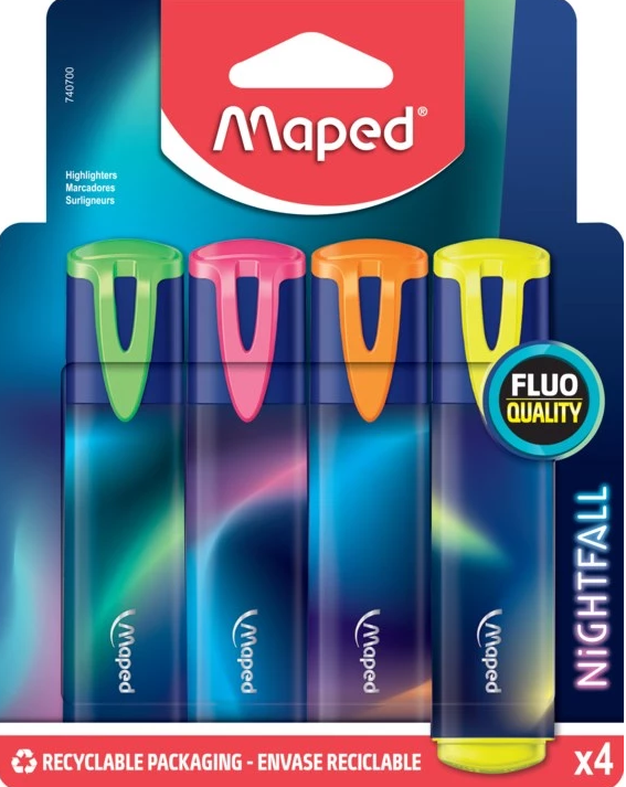 RESALTADOR MAPED NEON NIGHTFALL TEENS X4 COLORES (L151039)
