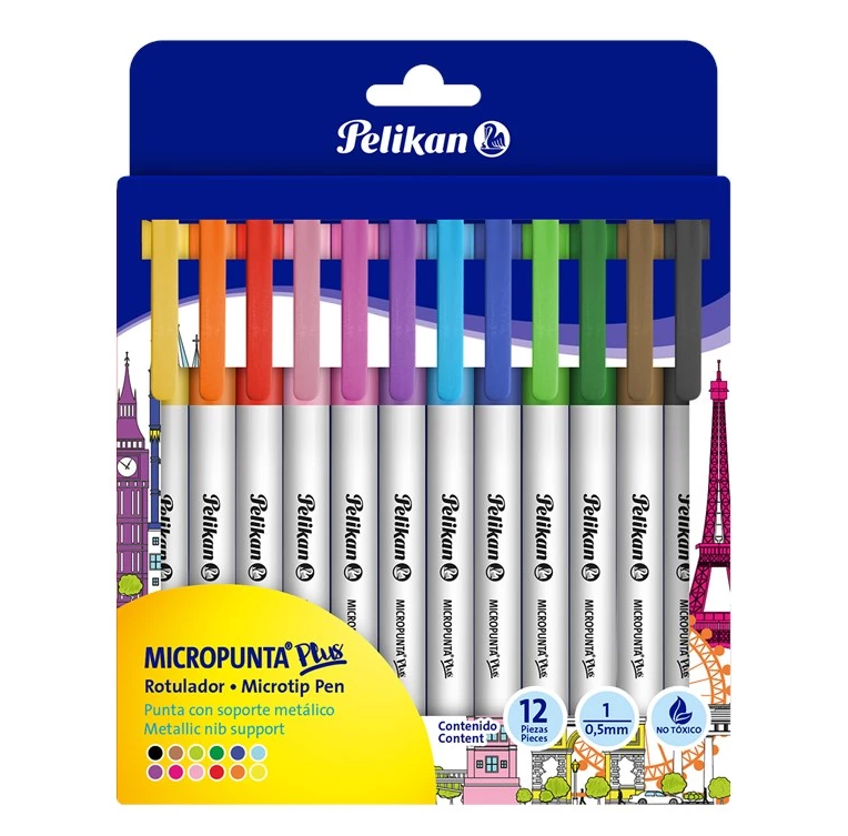 BOLIGRAFO PELIKAN PLUS 157 BLISTER X12 COLORES (L120570)