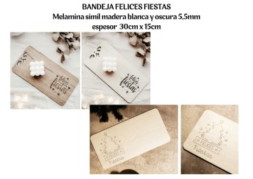 BANDEJA RECTANGULAR FELICES FIESTAS (R25309)