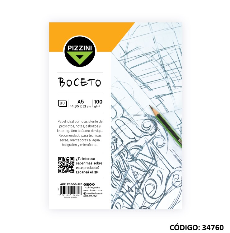 BLOCK DIBUJO PIZZINI A5100gr. x 30hjs. (L34760)