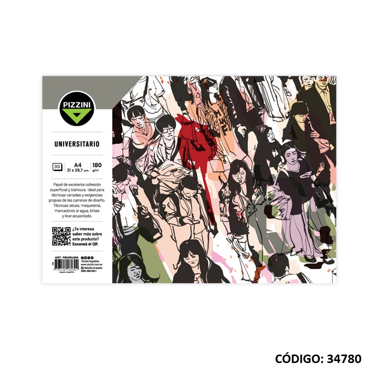 BLOCK A4 DIBUJO PIZZINI UNIVERSITARIO (L34780)