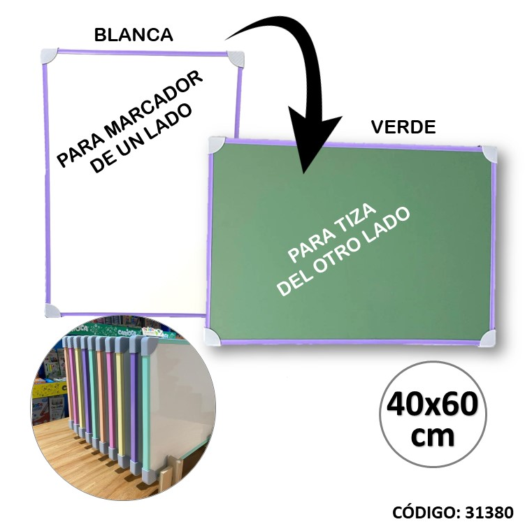 PIZARRA BLANCA VERDE 40x60cm 2 en 1 LIGGO  (L31380)