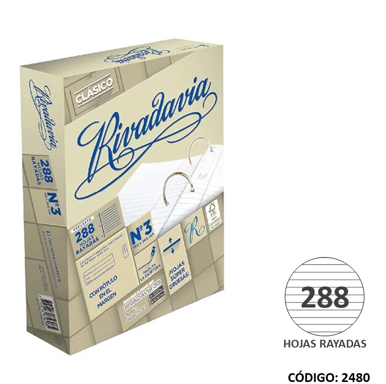 REPUESTO N3 RIVADAVIA S/BANDA RAYADO x288hjs. (L2480)