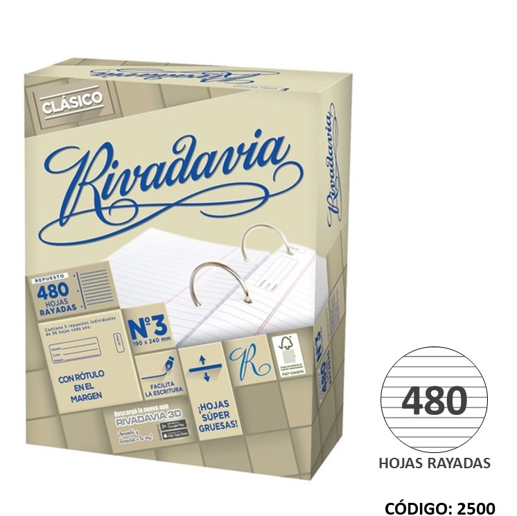 REPUESTO N3 RIVADAVIA S/BANDA RAYADO x480hjs. (L2500)