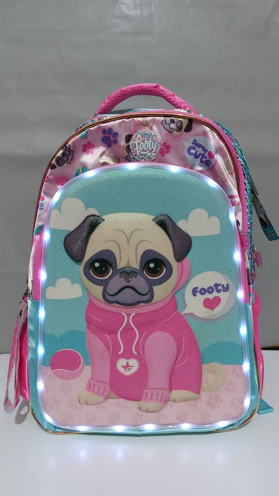 MOCHILA 18&quot; FOOTY PUPPY CON LUZ ESPALDA  (L25668)