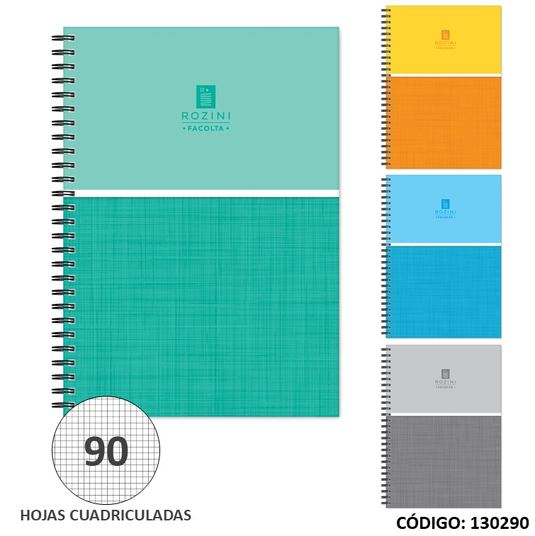 CUADERNO A4 TAPA DURA ROZINI FACOLTA CUADRICULADO X90hjs. (L130290)