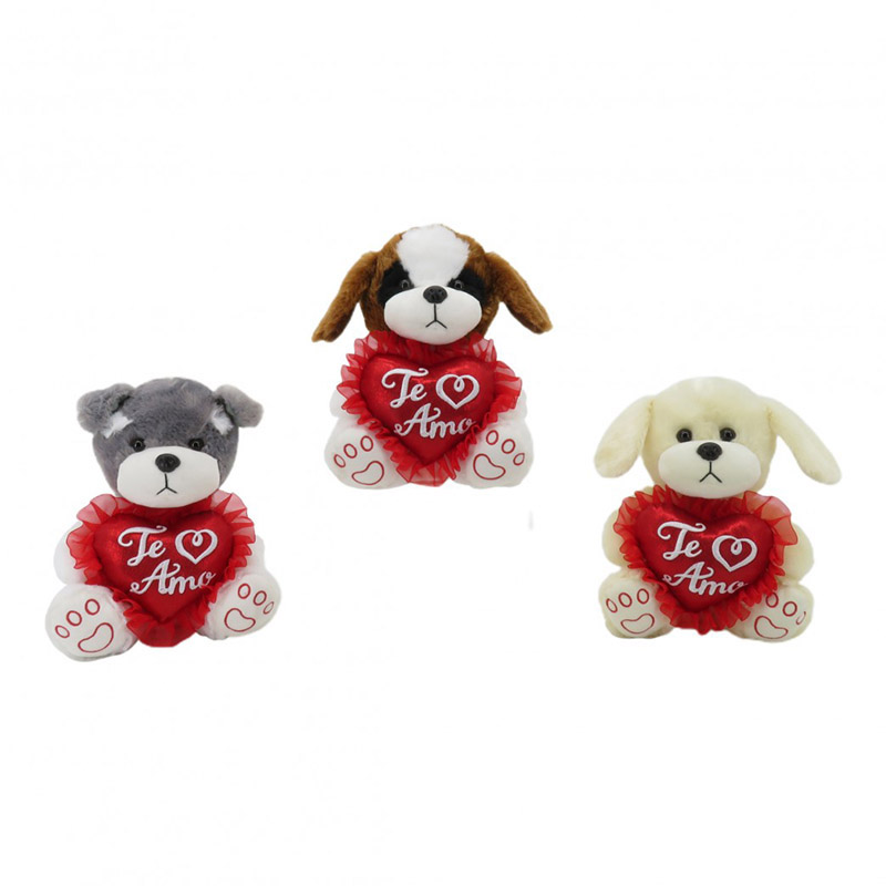 PELUCHE PERRO CON CORAZON 35.5CM. (G62727)