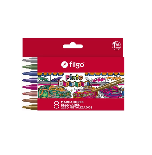 MARCADOR FILGO PINTO ESCOLAR METALIZADO X8 COLORES (L34161)