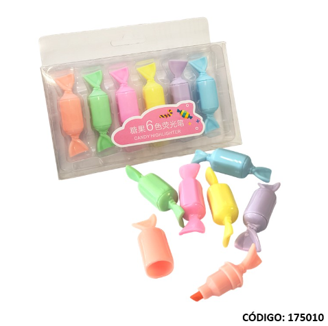 RESALTADOR MINI CANDY X6 COLORES (L175010)