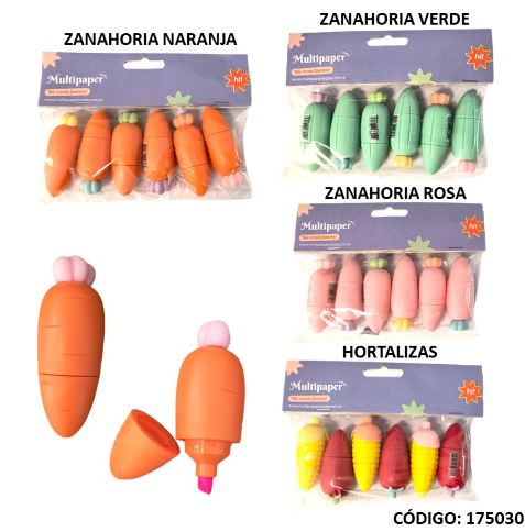 RESALTADOR MINI VERDURAS x6 COLORES (L175030)