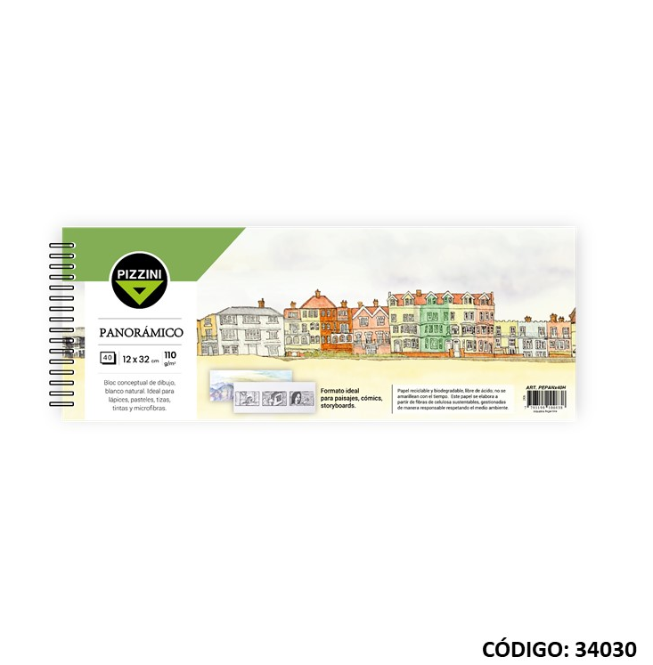 BLOCK PANORAMICO PIZZINI 12x32cm. X40hjs. (L340300)