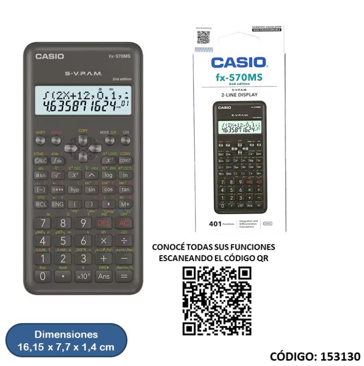 CALCULADORA CASIO CIENTIFICA FX-570 MS 2 (L153130)
