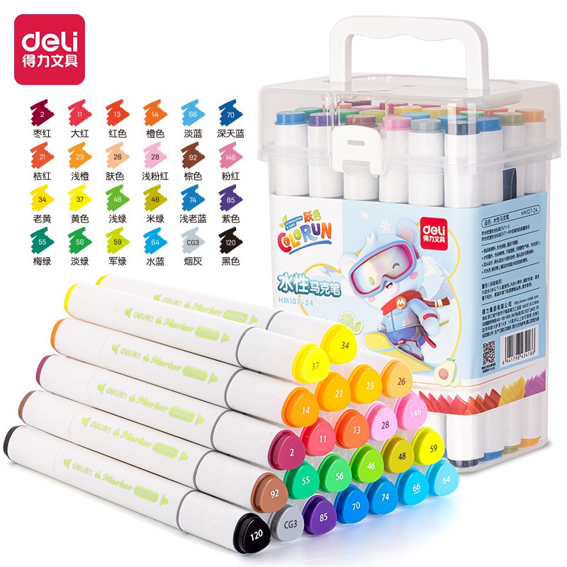 MARCADOR DELI DOBLE PUTA AGUA X24 COLORES (L27702)