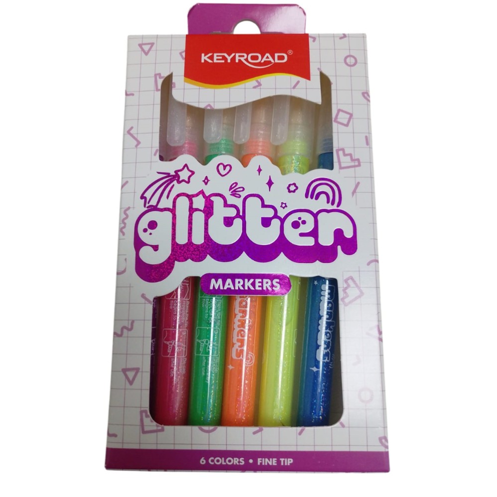 MARCADOR KEYROAD GLITTER X6 COLORES (L28027)