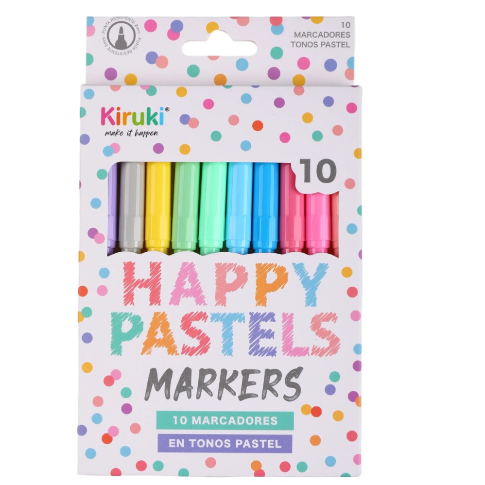 MARCADOR KIRUMI HAPPY PASTEL X10 COLORES (L27992)