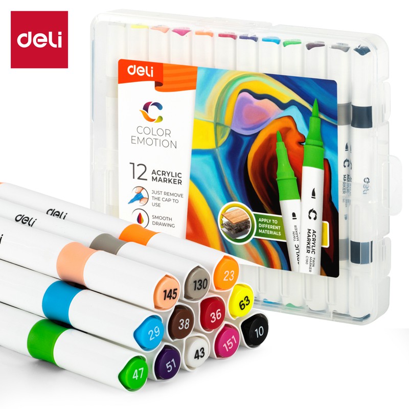 MARCADOR DELI ACRILICO 2 PUNTAS X12 COLORES (L27938)