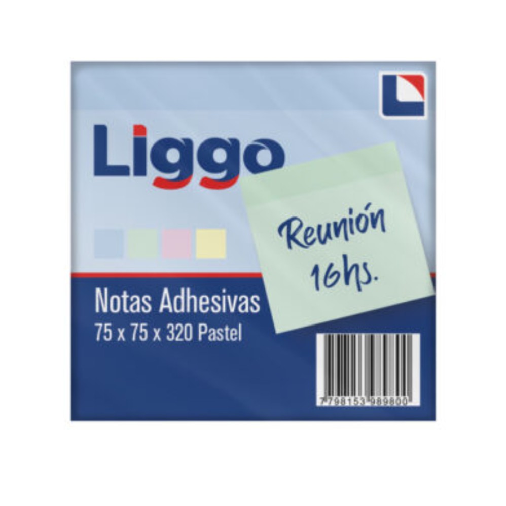 STICK NOTAS LIGGO PASTEL 75X75 X320HJS. (L29260)