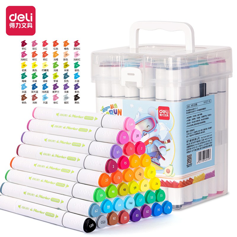 MARCADOR DELI DOBLE PUNTA AGUA X36 COLORES (L27703)