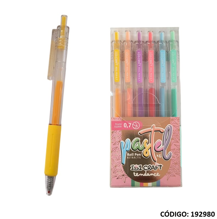 ROLLER GEL IBI CRAFT 0.7mm. RETRACTIL PASTEL X6 COLORES (L192980)
