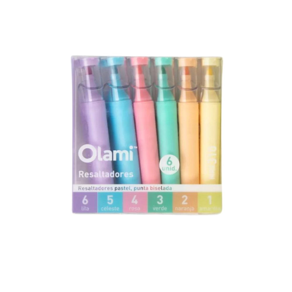 RESALTADOR OLAMI PASTEL X6 COLORES (L30208)