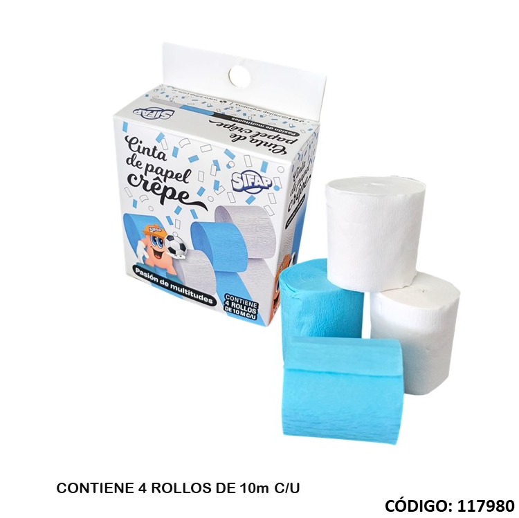 CINTA PAPEL CREPE ARGENTINA 10m. X4 UNIDADES (L117980)