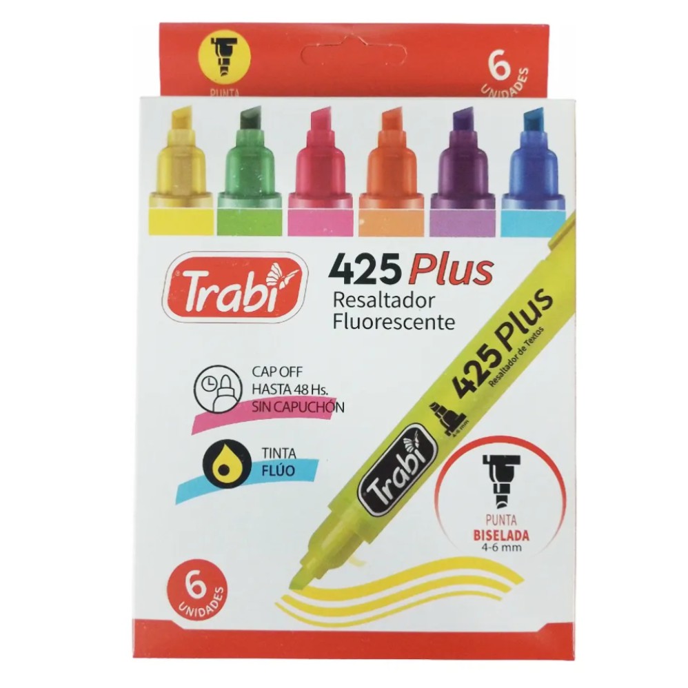 RESALTADOR TRABI 425 FLUO X6 COLORES (L30600)